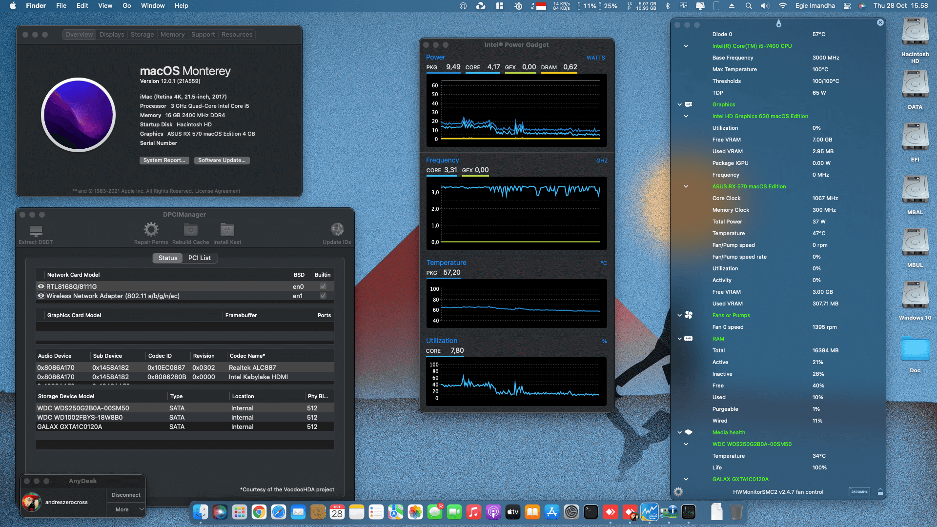 Success Hackintosh macOS Monterey 12.0.1 Build 21A559 in Gigabyte GA-H110M-DS2 + Intel Core i5 7400 + Asus STRIX RX 570